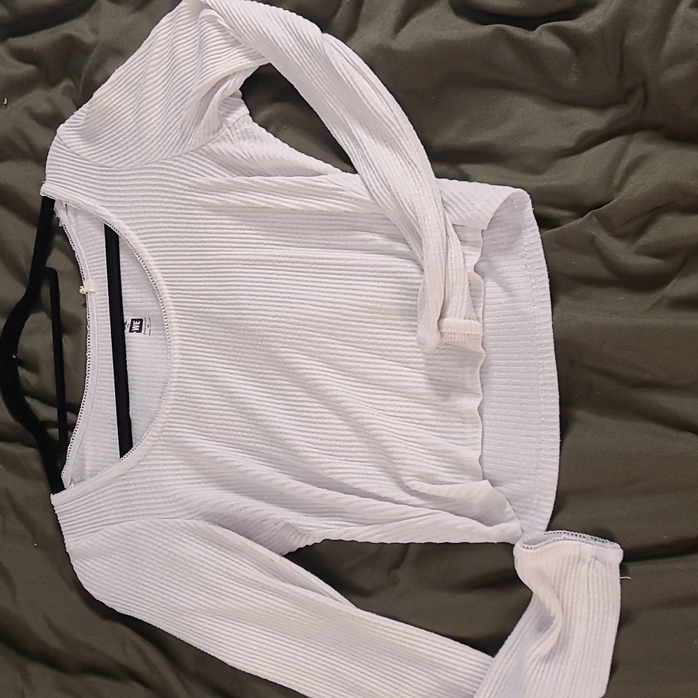 White Long Sleeve Crop Top